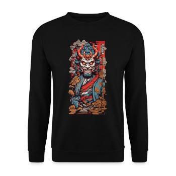 Oni démon rétro Japon Art - Sweat-shirt Unisexe - noir - Devant - Alina (178cm) & Michal (187cm)
