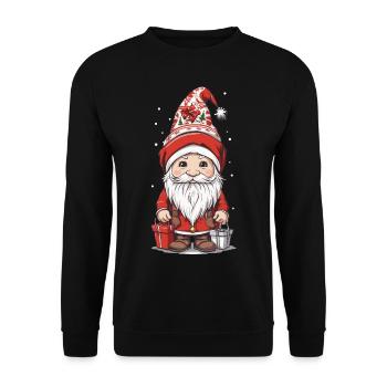 Nordischer Weihnachtswichtel Gnom Elf Weihnachten - Unisex Pullover - Schwarz - Vorne - Alina (178cm) & Michal (187cm)