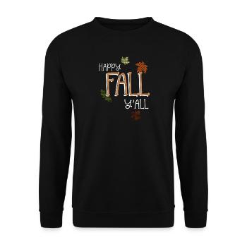 Herbst Happy Fall Y'all - Unisex Pullover - Schwarz - Vorne - Alina (178cm) & Michal (187cm)