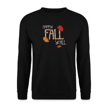Herbst Happy Fall Y'all - Unisex Pullover - Schwarz - Vorne - Alina (178cm) & Michal (187cm)