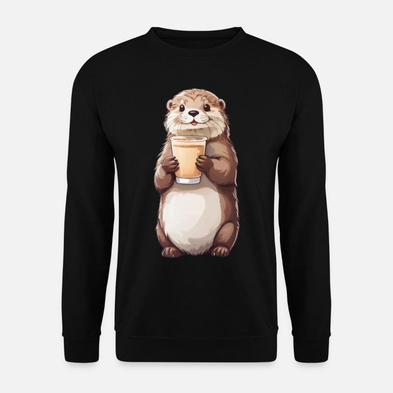 Otter Latte Lover Coffee Design - Sweat-shirt Unisexe - noir