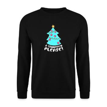 Weihnachten Humor Lustig Spruch Ä Tännsch'n Please - Unisex Pullover - Schwarz - Vorne - Alina (178cm) & Michal (187cm)