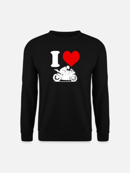 Ich liebe Rennmotorrad Lustiges Herz Lustiges Herz Lustiges - Unisex Pullover - Schwarz