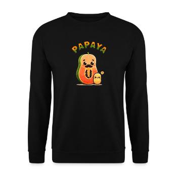 Papaya - süßer Fruchtpapa mit Fruchtkind - Unisex Pullover - Schwarz - Vorne - Alina (178cm) & Michal (187cm)