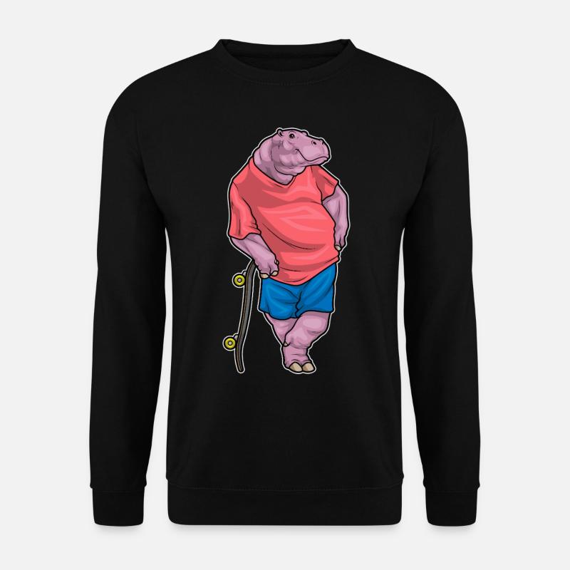 Nilpferd Skater Skateboard - Unisex Pullover - Schwarz