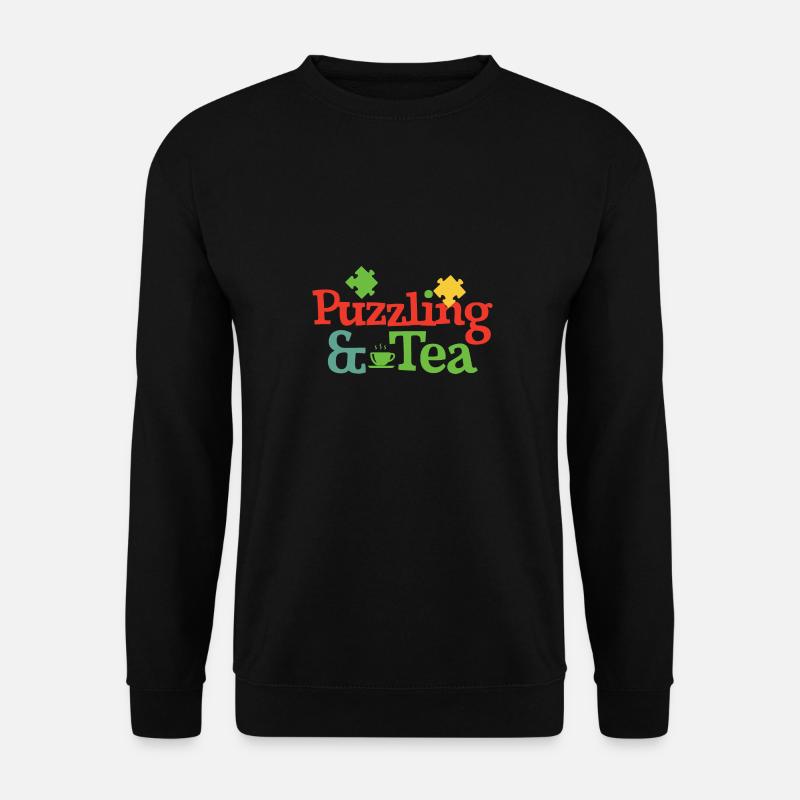 Lustiges Spruch-Puzzle mit Puzzle und Tee - Unisex Pullover - Schwarz