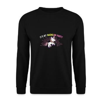 It's My Bachelor Party For Groom Unicorn Naughty - Unisex Pullover - Schwarz - Vorne - Alina (178cm) & Michal (187cm)