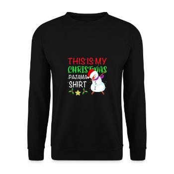 This Is My Christmas Pajama Shirt - Unisex Pullover - Schwarz - Vorne - Alina (178cm) & Michal (187cm)