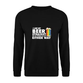 LGBT Proud Ally I Like My Beer Straight Rainbow - Unisex Pullover - Schwarz - Vorne - Alina (178cm) & Michal (187cm)