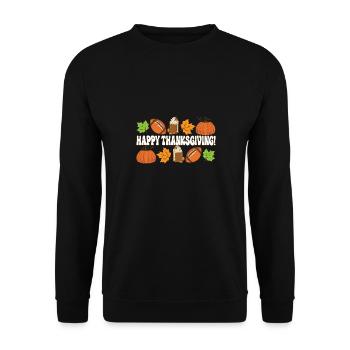 Happy Thanksgiving Tis The Season Football - Unisex Pullover - Schwarz - Vorne - Alina (178cm) & Michal (187cm)