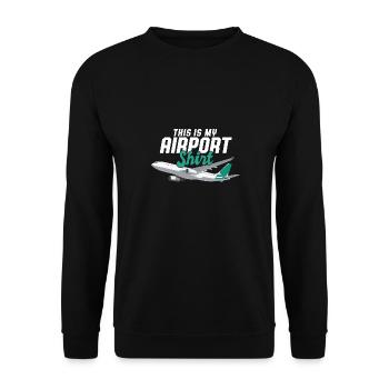 This Is My Airport Shirt Vacation Trip Traveler - Unisex Sweatshirt - black - Front - Alina (178cm) & Michal (187cm)