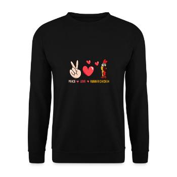 Rubber Chicken Costume Toy Rubber Chicken - Unisex Sweatshirt - black - Front - Alina (178cm) & Michal (187cm)