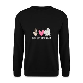 Seidenhuhn Poulet soyeux - Sweat-shirt Unisexe - noir - Devant - Alina (178cm) & Michal (187cm)