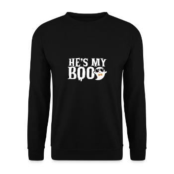 Halloween couple he's my boo celebrate halloween - Unisex Sweatshirt - black - Front - Alina (178cm) & Michal (187cm)