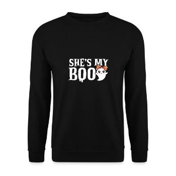 Halloween couple she's my boo celebrate halloween - Unisex Sweatshirt - black - Front - Alina (178cm) & Michal (187cm)