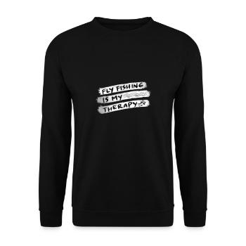 La pêche comme thérapie Paroles ironiques de la - Sweat-shirt Unisexe - noir - Devant - Alina (178cm) & Michal (187cm)