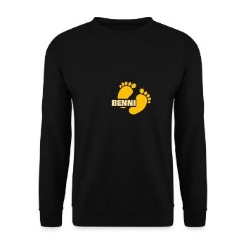 Fußabdruck Benni - Unisex Pullover - Schwarz - Vorne - Alina (178cm) & Michal (187cm)