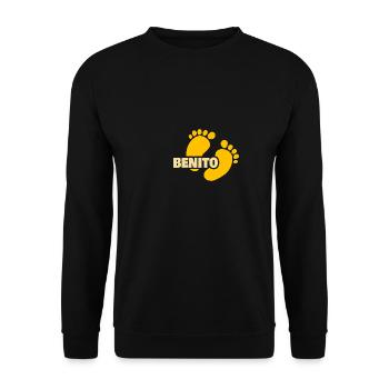 Footprint for Benito birth baby - Unisex Sweatshirt - black - Front - Alina (178cm) & Michal (187cm)