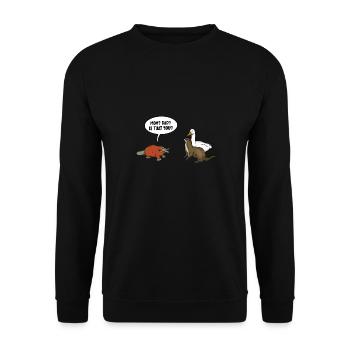 Platypus Schnabeltier - Unisex Pullover - Schwarz - Vorne - Alina (178cm) & Michal (187cm)