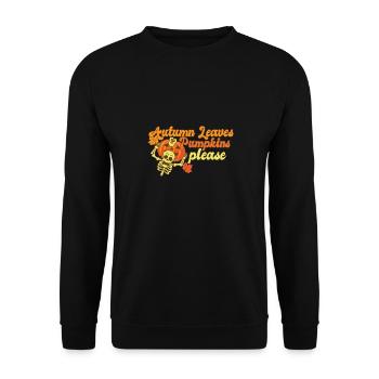 Hello Autumn Leaves and Pumpkins Please Skeleton - Unisex Pullover - Schwarz - Vorne - Alina (178cm) & Michal (187cm)