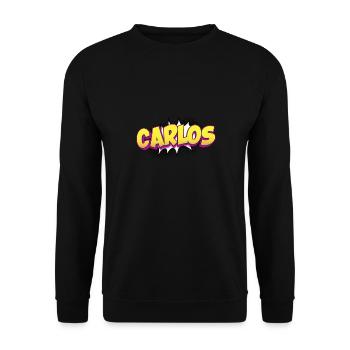 Carlos benutzerdefinierter Name Comic-Stil Pop-Art, - Unisex Pullover - Schwarz - Vorne - Alina (178cm) & Michal (187cm)