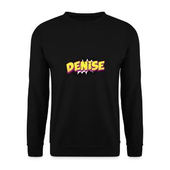 Denise Benutzerdefinierter Name Comic Book Stil Pop Art, - Unisex Pullover - Schwarz - Vorne - Alina (178cm) & Michal (187cm)