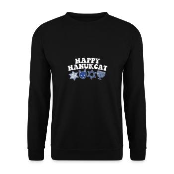 Happy Hanukkah Hanukcat Jewish Costume Menorah - Unisex Pullover - Schwarz - Vorne - Alina (178cm) & Michal (187cm)