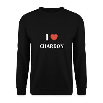 I love charbon - Sweat-shirt Unisexe - noir - Devant - Alina (178cm) & Michal (187cm)