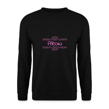 Aron as a first name - Unisex Sweatshirt - black - Front - Alina (178cm) & Michal (187cm)