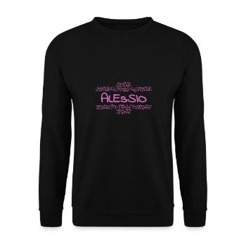 Geschenk für Alessio - Unisex Pullover - Schwarz - Vorne - Alina (178cm) & Michal (187cm)
