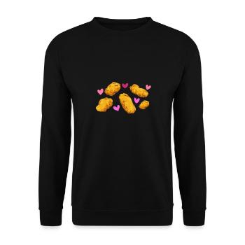 Chicken Nugget Liebhaber Chicken Nuggets - Unisex Pullover - Schwarz - Vorne - Alina (178cm) & Michal (187cm)
