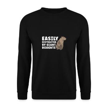 Capybara Nagetier - Unisex Pullover - Schwarz - Vorne - Alina (178cm) & Michal (187cm)