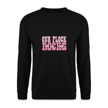 Flamingo Our Flock Rocks Family Summer Vacation - Unisex Pullover - Schwarz - Vorne - Alina (178cm) & Michal (187cm)