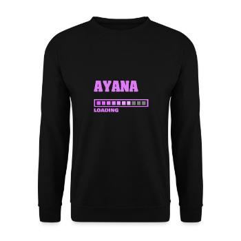 Geschenk für Ayana - Unisex Pullover - Schwarz - Vorne - Alina (178cm) & Michal (187cm)