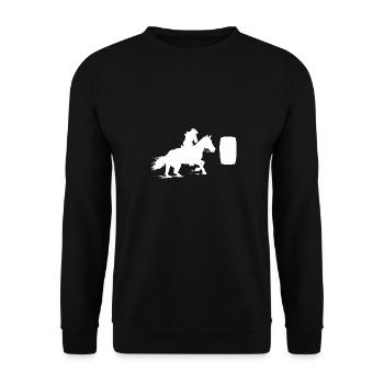 Cheval de course de barils de rodéo - Sweat-shirt Unisexe - noir - Devant - Alina (178cm) & Michal (187cm)