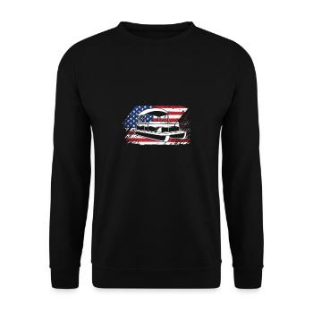 Pontonboot Boot Boote - Unisex Pullover - Schwarz - Vorne - Alina (178cm) & Michal (187cm)