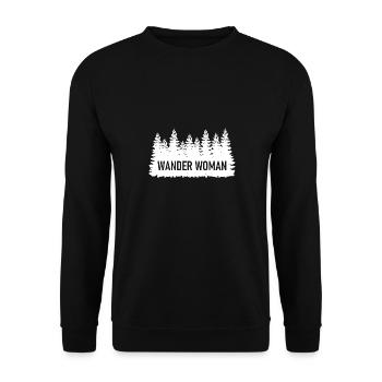 Wander Woman Herzschlag Wandern Berge Wanderwoman - Unisex Pullover - Schwarz - Vorne - Alina (178cm) & Michal (187cm)