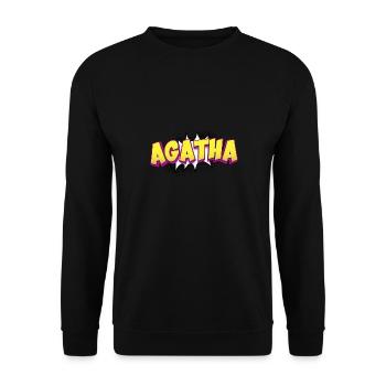 Agatha benutzerdefinierter Name Comic-Stil Pop-Art, - Unisex Pullover - Schwarz - Vorne - Alina (178cm) & Michal (187cm)
