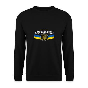 Ukrainischer Dreizack - Ukrainisches Tryzub-Symbol - Unisex Pullover - Schwarz - Vorne - Alina (178cm) & Michal (187cm)