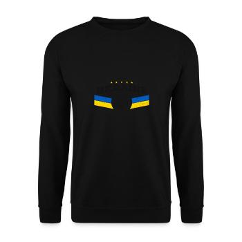 Ukrainischer Dreizack - Ukrainisches Tryzub-Symbol - Unisex Pullover - Schwarz - Vorne - Alina (178cm) & Michal (187cm)