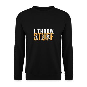 I Throw Stuff Discus Thrower Shot Put Track & - Unisex Sweatshirt - black - Front - Alina (178cm) & Michal (187cm)