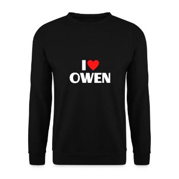 I Love Owen Red Heart Love Fan Gift - Unisex Sweatshirt - black - Front - Alina (178cm) & Michal (187cm)