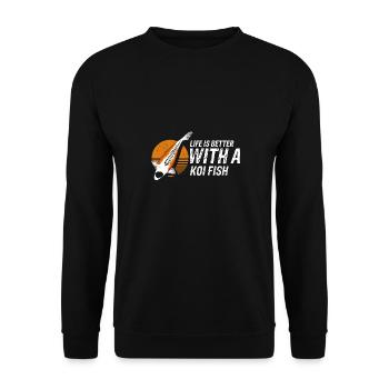 Life Is Better With A Koi Fish Cool Vintage - Unisex Pullover - Schwarz - Vorne - Alina (178cm) & Michal (187cm)