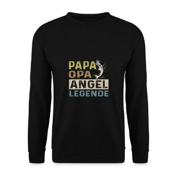 Angler Fishing Papa Grandpa Fishing Rod Gift - Unisex Sweatshirt - black - Front - Alina (178cm) & Michal (187cm)
