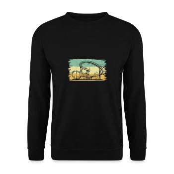 Theme Park Retro Amusement Park Vintage Roller Coa - Unisex Sweatshirt - black - Front - Alina (178cm) & Michal (187cm)
