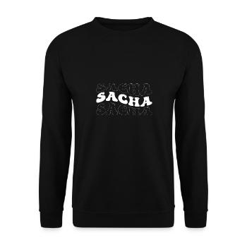 Drôle Sacha Groovy 4 Hommes Femmes Cool Sacha Tie Dye - Sweat-shirt Unisexe - noir - Devant - Alina (178cm) & Michal (187cm)