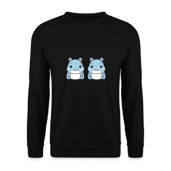 Liebe kleine Nilpferde - Unisex Pullover - Schwarz - Vorne - Alina (178cm) & Michal (187cm)