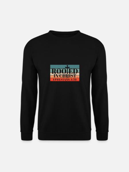 Rodfæstet i Kristus Efeserne 3:18 Bibelvers Jesus - Unisex sweater - sort