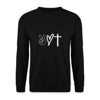 Paix Amour Croix Chrétiens Jésus Foi - Sweat-shirt Unisexe - noir - Devant - Alina (178cm) & Michal (187cm)