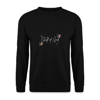 Christliches Shirt Child of God Blumen Geschenk - Unisex Pullover - Schwarz - Vorne - Alina (178cm) & Michal (187cm)